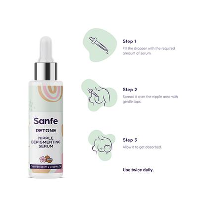 Sanfe Retone Nipple Depigmenting Serum - Cherry Blossom & Coconut Oil 50 ml - Breast Care Creams