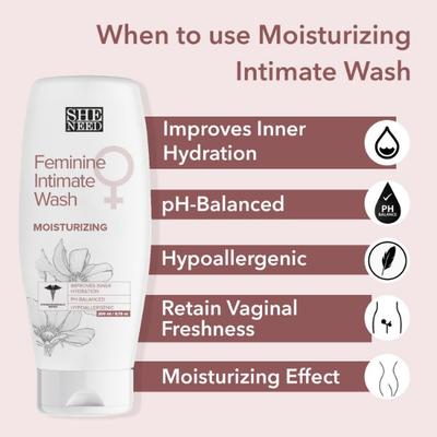 SheNeed Moisturizing Feminine Intimate Wash 100% Natural with Aloe Vera, Lotus Sea Oil and Sea Buckthorn Oil 200 ml - Intimate Care
