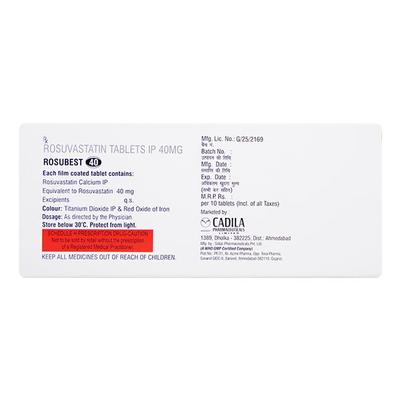 ROSUBEST 40 Tablet 10's - High Cholesterol-Dys