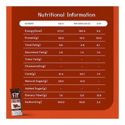 F'iT Complete Nutrition Bar - Chocolate (Pack of 12 x 50 gm) - Nutritional Bars