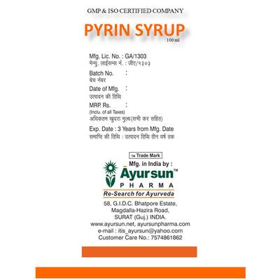 Ayursun Pyrin Syrup 100 ml - Speciality Medicines