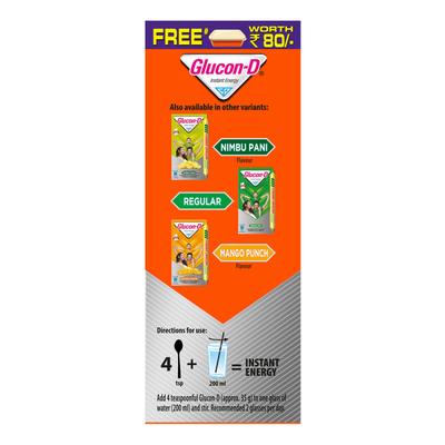 Glucon-D Instant Energy Powder - Tangy Orange (Refill) (Shaker Worth Rs.100) 450 g - Energy Drinks