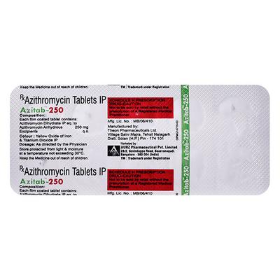 AZITAB 250 Tablet 10's - Bacterial Infections-Mac