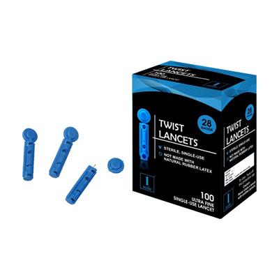 1Mile Twist Lancets - Blue 100's - Blood Glucose Monitors/Strips