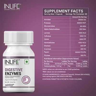 INLIFE Digestive Enzymes Capsules 60's - Digestive Health