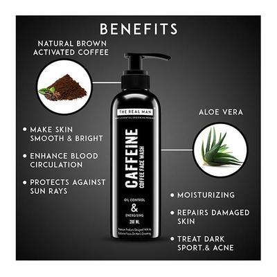The Real Man Caffeine Coffee Oil Control & Energising Face Wash 200 ml - Face Wash & Cleansers