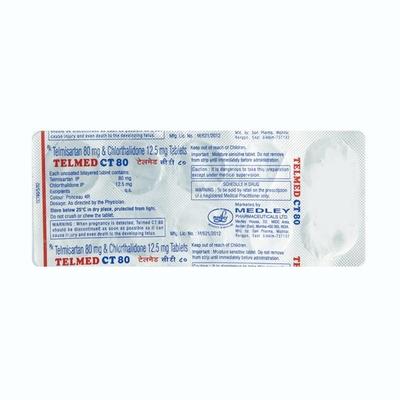 Telmed CT 80mg Tablet 10'S - Hypertension-Bet