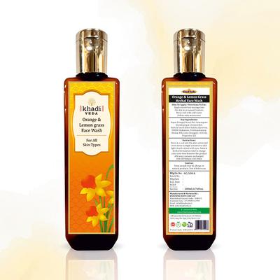 Khadi Veda Face Wash - Orange & Lemon Grass 200 ml - Face Washes