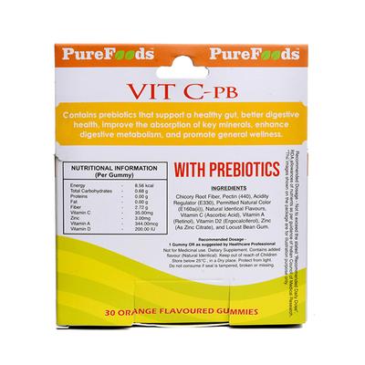 PureFoods VIT C-PB Gummies - Orange Flavour 30's - Calcium And Minerals