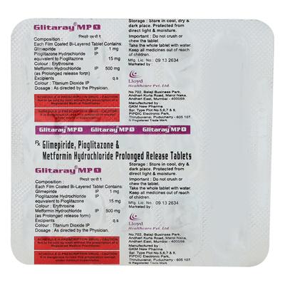 GLITARAY MP 1/500/15mg Tablet 15's - Diabetes-Ant