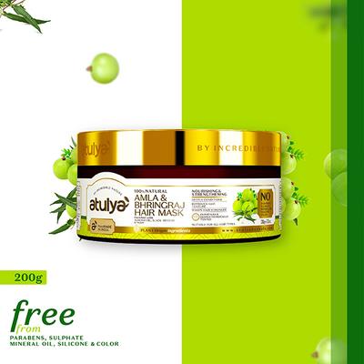 Atulya Amla Bhringraj Hair Mask 200 gm - Hair Masks & Packs