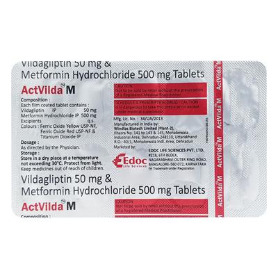 ACTVILDA M 500mg Tablet 10's - Diabetes-Ant