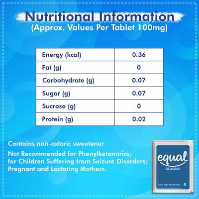 Equal Original Low Calorie Sweetener Tablets 110's - Sugar Substitute