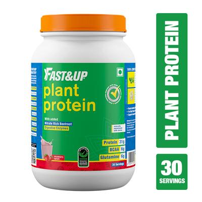 Fast&Up Vegan Plant Protein Powder - Strawberry Splash Flavour 1320 gm - Whey Proteins
