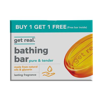 Get Real Bathing Bar - Pure & Tender 125 gm (Buy 1 Get 1) - Soaps