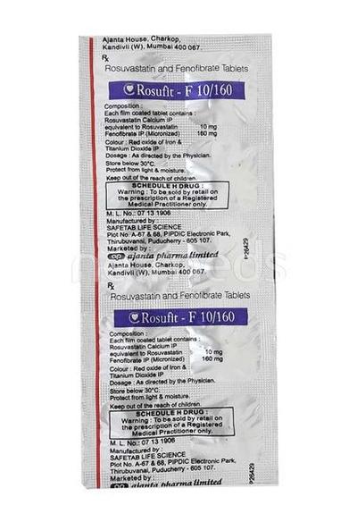 Rosufit F 10/160mg Tablet 10'S - High Cholesterol-Dys