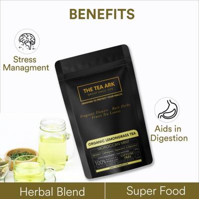 The Tea Ark Organic Lemongrass Tea Powder - Moroccan Mint 50 gm (Pouch) - Green/Herbal Teas