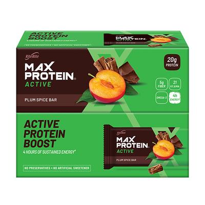 RiteBite Max Protein Active Plum Spice Bar (Pack of 12 x 70 gm) - Nutritional Bars