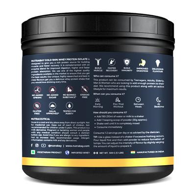 Nutrabay Gold Isolate Whey Protein Powder - Vanilla Ice Cream Flavour 500 gm - Whey Proteins