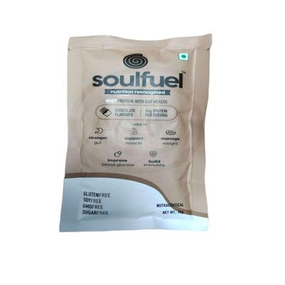 Soulfuel Whey Protein Powder with Gut Health - Chocolate 36 gm - Whey Proteins