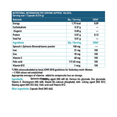 HealthKart HK Vitals Iron+ Folic Acid Capsule 60's - Calcium And Minerals