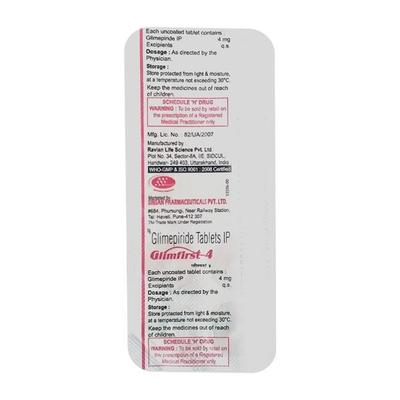 Glimfirst 4mg Tablet 10'S - Diabetes-Ant