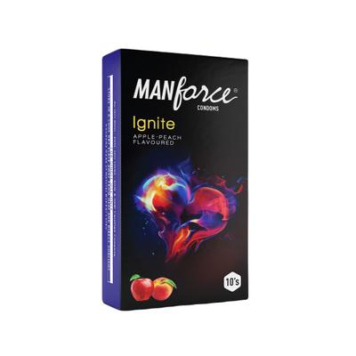 Manforce Ignite Condoms - Apple Peach Flavoured 10's - Plain/Flavoured Condoms