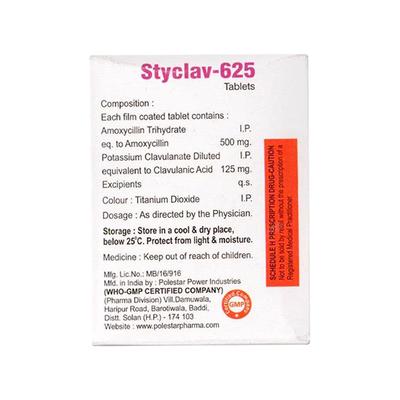 STYCLAV 625 Tablet 10's - Bacterial Infections-Pen