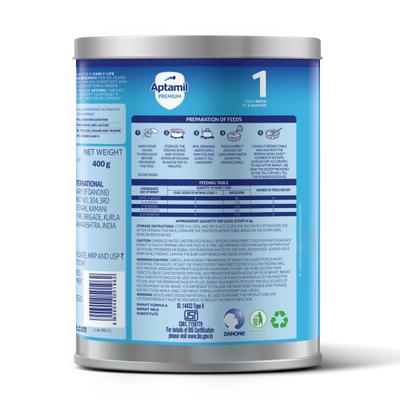 Aptamil Premium Infant Formula Stage 1 Powder (upto 6 months) (Tin) 400 g - Baby And Infant Supplements