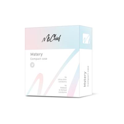 MsChief Mstery Compact Case (Ultra Thin Condom 1's + Dotted And Ribbed Condom 1's) - Plain/Flavoured Condoms