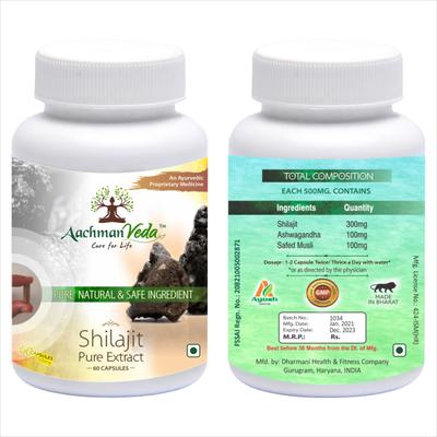 Aachman Veda Shilajit + Pure Extract Capsule 60's & Aachman Veda Recure Hair Tonic 30 ml (Free) 1's - Speciality Medicines
