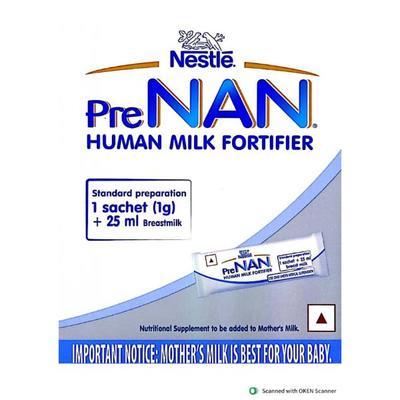 Nestle Pre Nan Human Milk Fortifier Sachet (Pack of 50 x 1 gm) - Baby And Infant Supplements