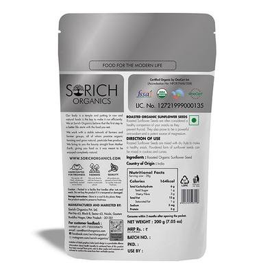 Sorich Organics Roasted Sunflower Seeds 200 gm - Nutritional Bars