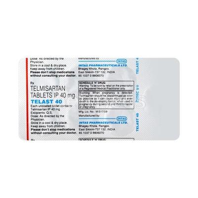 Telast 40mg Tablet 7'S - Hypertension-Ang
