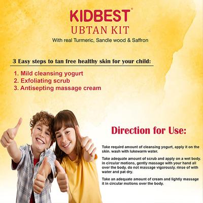 HealthBest Kidbest Ubtan Kit - Cleansing Yogurt, Scrub & Cream (Pack of 3 x 50 gm) - Baby Skin Care