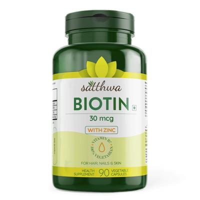 Satthwa Biotin 30 mcg with Zinc Veg Capsule 90's - Hair & Skin