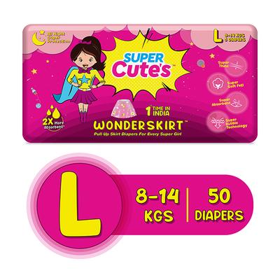 Super Cute's WonderSkirt Pull-up Skirt Diaper - (L) (8 - 14 kg) (Pack of 10 x 5's) - Diapers & Wipes