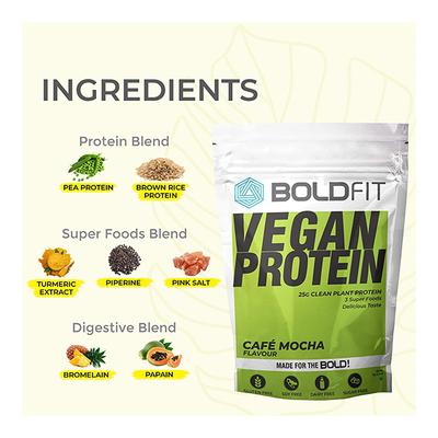 Boldfit Vegan Protein Powder - Cafe Mocha Flavour 1 kg - Protein Drink