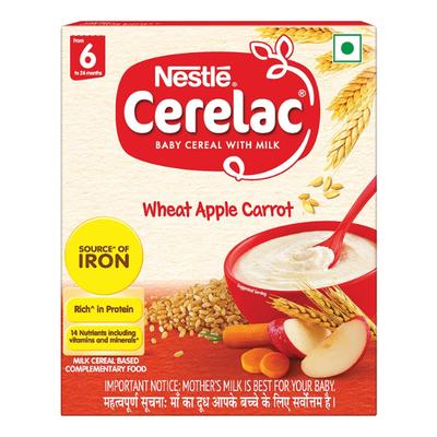 Nestle Cerelac Stage 1 (6 Months+) Powder - Wheat Apple Carrot 300 gm (Refill Pack) - Baby And Infant Supplements