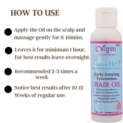 Vigini Natural Actives Hair Growth Vitalizer Serum 30 ml + Early Greying Prevention Hair Oil 100 ml - Hair Serums