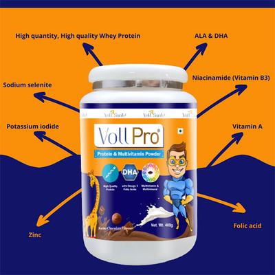 Voll Sante Voll Pro Protein & Multivitamin Powder - Swiss Chocolate 400 gm - Protein Drink