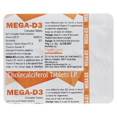 MEGA D3 Chewable Tablet 4's - Supplements-Vit
