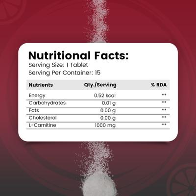 Nirvasa L Carnitine Effervescent Tablet - Tangy Orange Flavour 15's - General Health