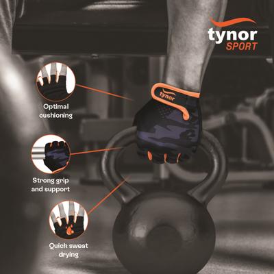 Tynor Sport Grip Gym Gloves - Black & Orange (XXL) 1's - Gym Accessories