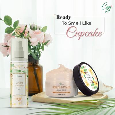 CGG Cosmetics Warm Vanilla Sugar Scrub 200 gm + CGG Warm Vanilla Hair & Body Mist 100ml (Combo Pack) 300 gm - Lotions & Creams