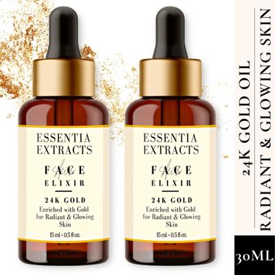 Essentia Extracts Radiant & Glow Skin Face Elixir Oil - 24K Gold (Pack of 2 x 15 ml) 1's - Face Serum