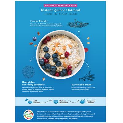 Joyful Inside Instant Quinoa Oatmeal - Blueberry Cranberry Raisin 320 gm - Nutritional Bars