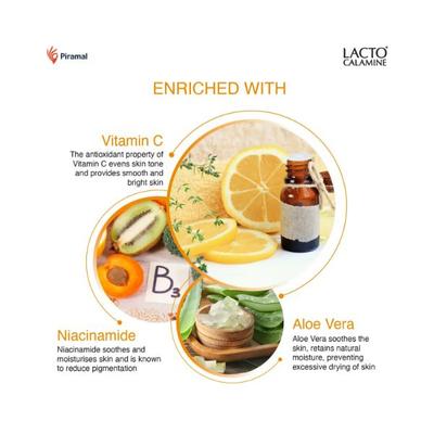 Lacto Calamine Vitamin C Face Wash with Aloe Vera & Niacinamide for Bright and Glowing Skin 100ml 3's - Face Wash & Cleansers