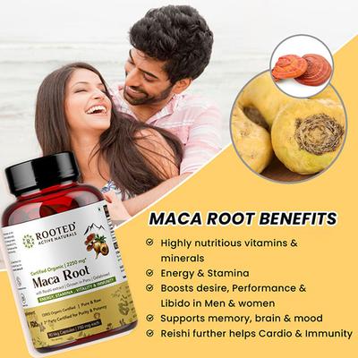 Rooted Active Naturals Maca Root Veg Capsule 90's - Sexual Healthcare