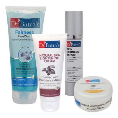 Dr Batra's Fairness Face Wash 100 gm + Natural Skin Lightening Cream 100 gm + Skin Fairness Serum 50 gm + Intense Moisturizing Cream 100 gm - Personal Care (Ayush)